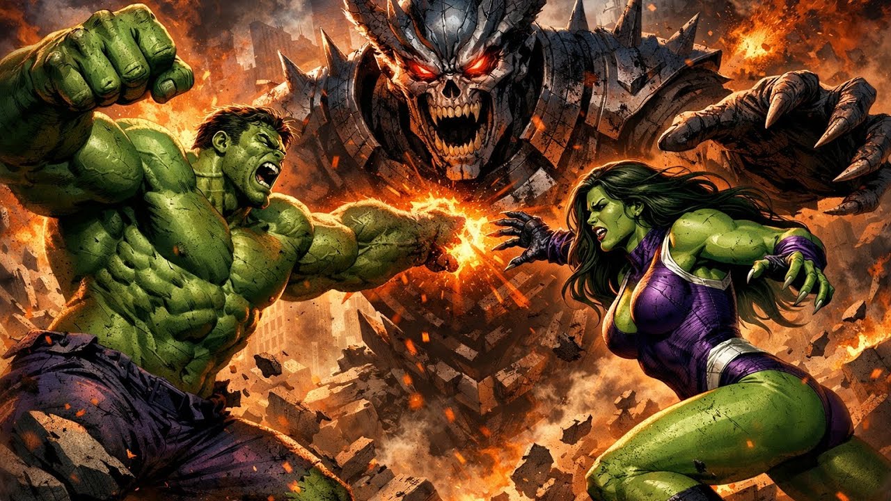 Hulk and she hulk vs Tamraj #hulk #shehulk #fighting #trending #viral #marvel #india #america 