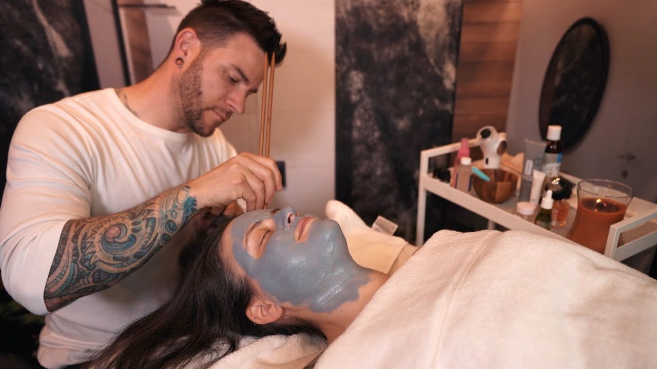 ASMR | Calming Facial, Scalp Check, Light Therapy, Massage | Soft Spoken Couple