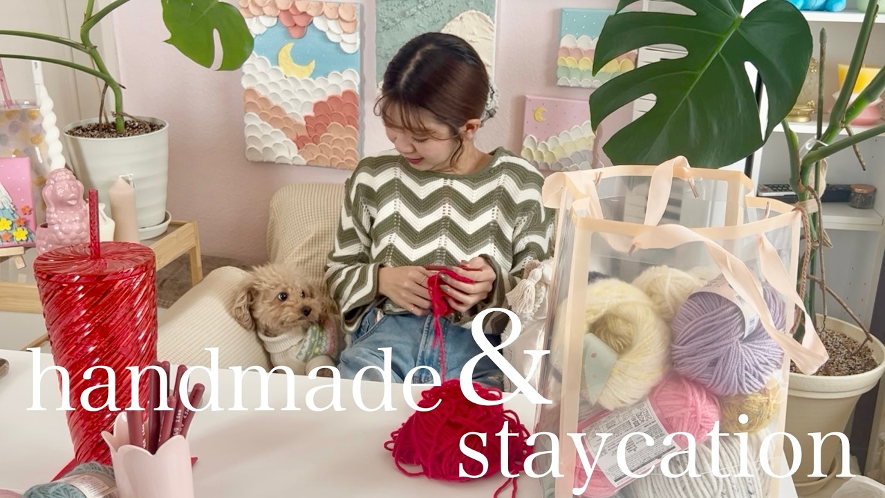VLOG/犬クッキー作り/簡単シュシュを編む/札幌ホカンス/春の購入品紹介🎀