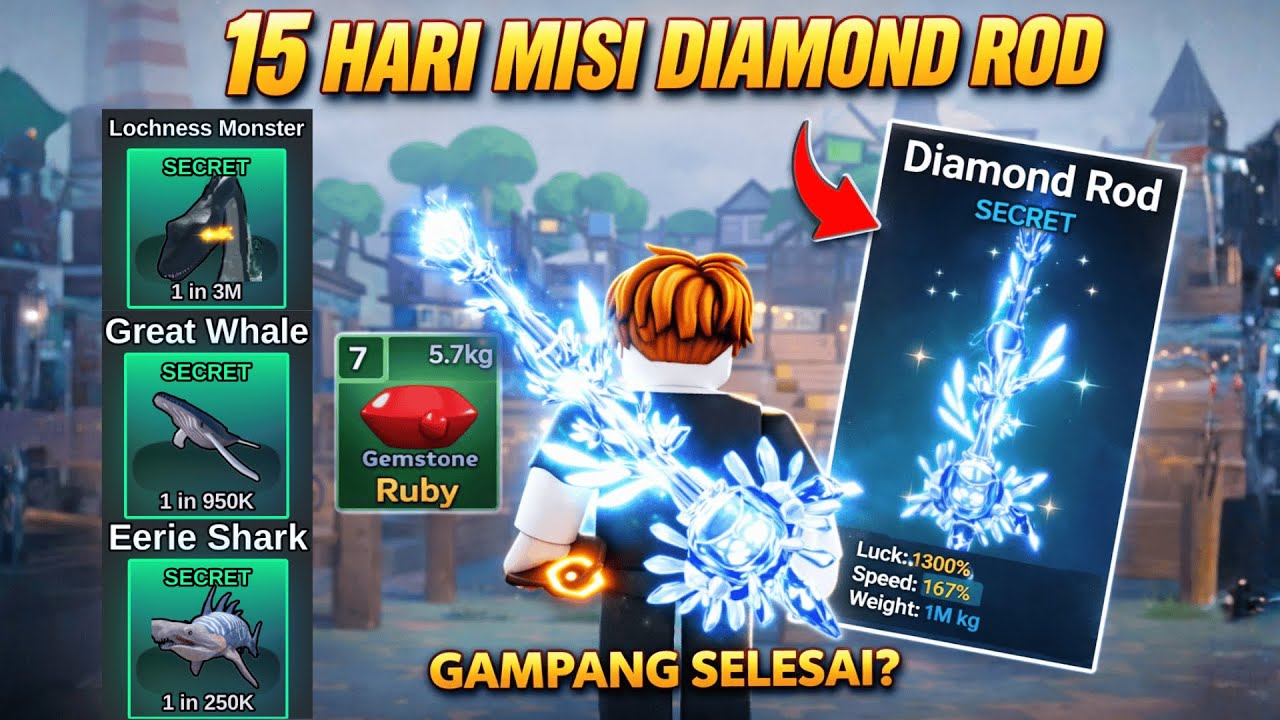 Aku Berhasil Mendapatkan DIAMOND ROD Dalam Waktu 15 Hari di Fish it Roblox