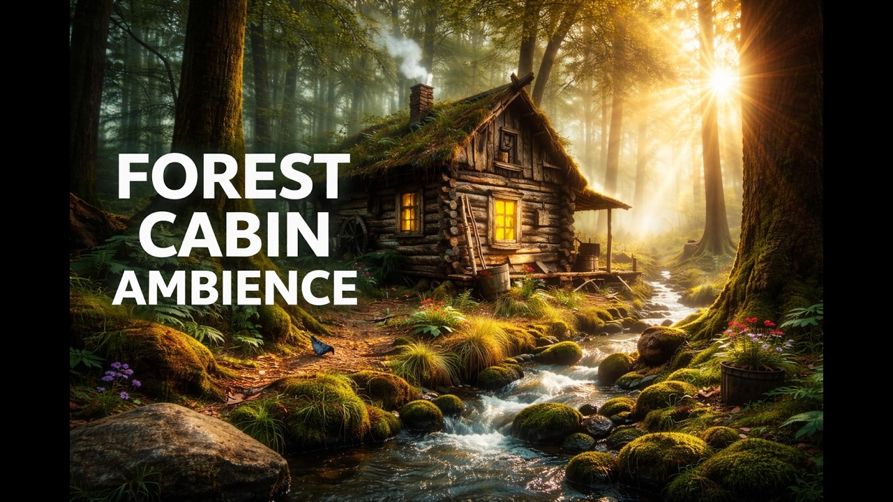 Cozy Forest Cabin by a Stream 🌲 Relaxing Nature Ambience for Study, Sleep & Focus (2 Hours)