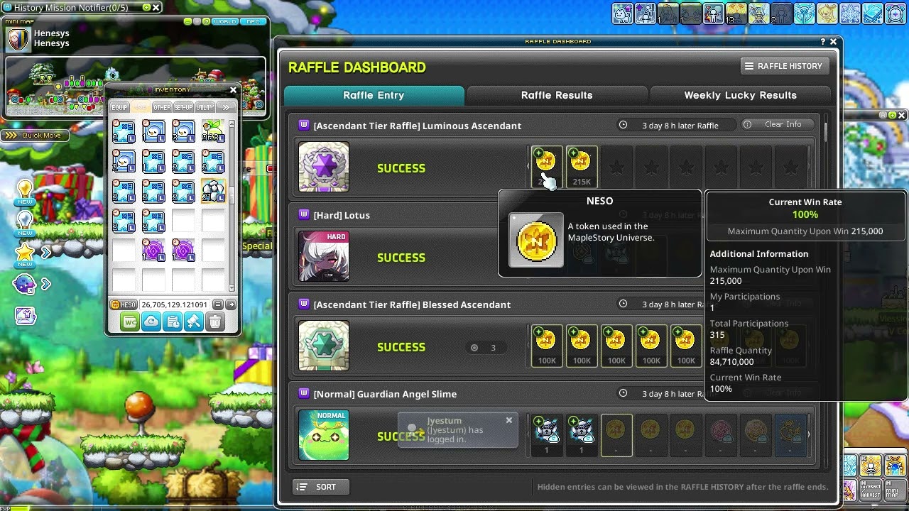 Raffling Easy Lucid, Hard Lotus, Hard Damien & Easy Cygnus in Maplestory N week 24