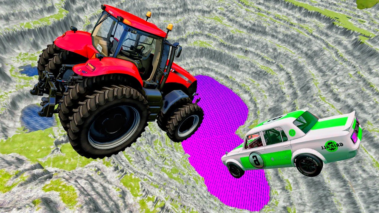 🚜 Tractor vs Race Car 💀 | Leap of Death Over Toxic Pit! | BeamNG.drive