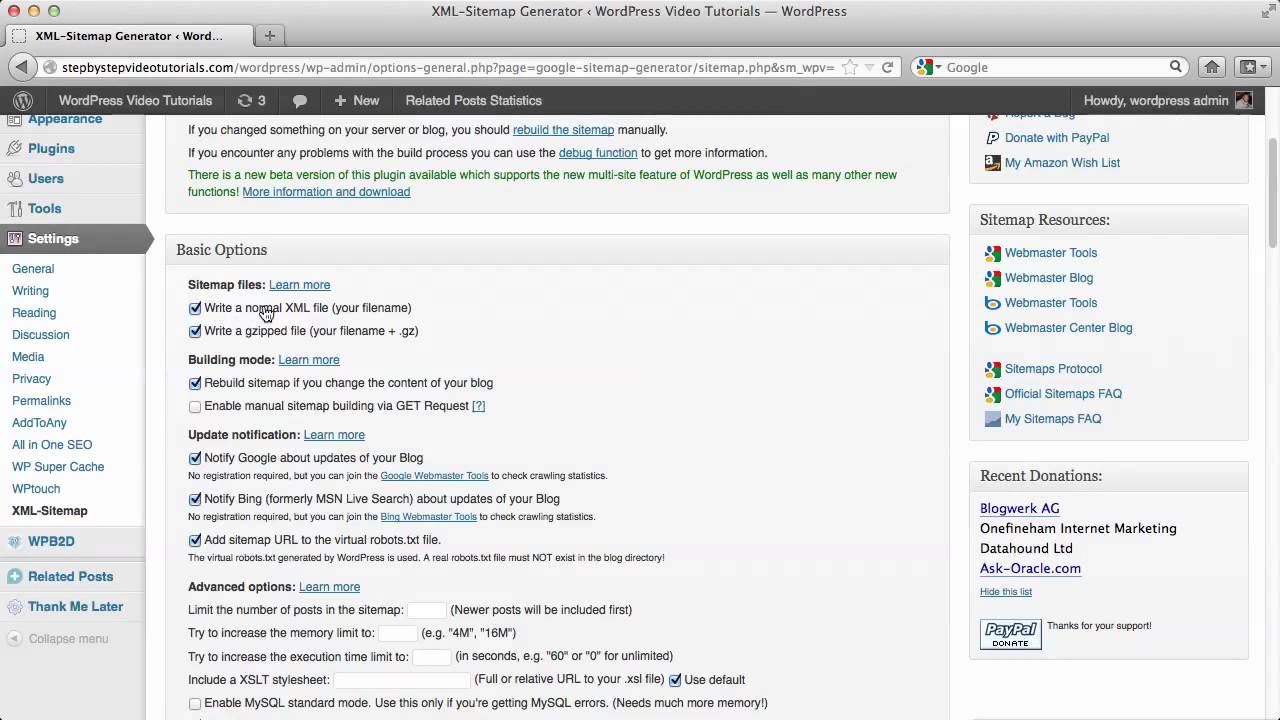 WordPress Tutorials   45   Top Ten Plugin   Google XML Sitemap