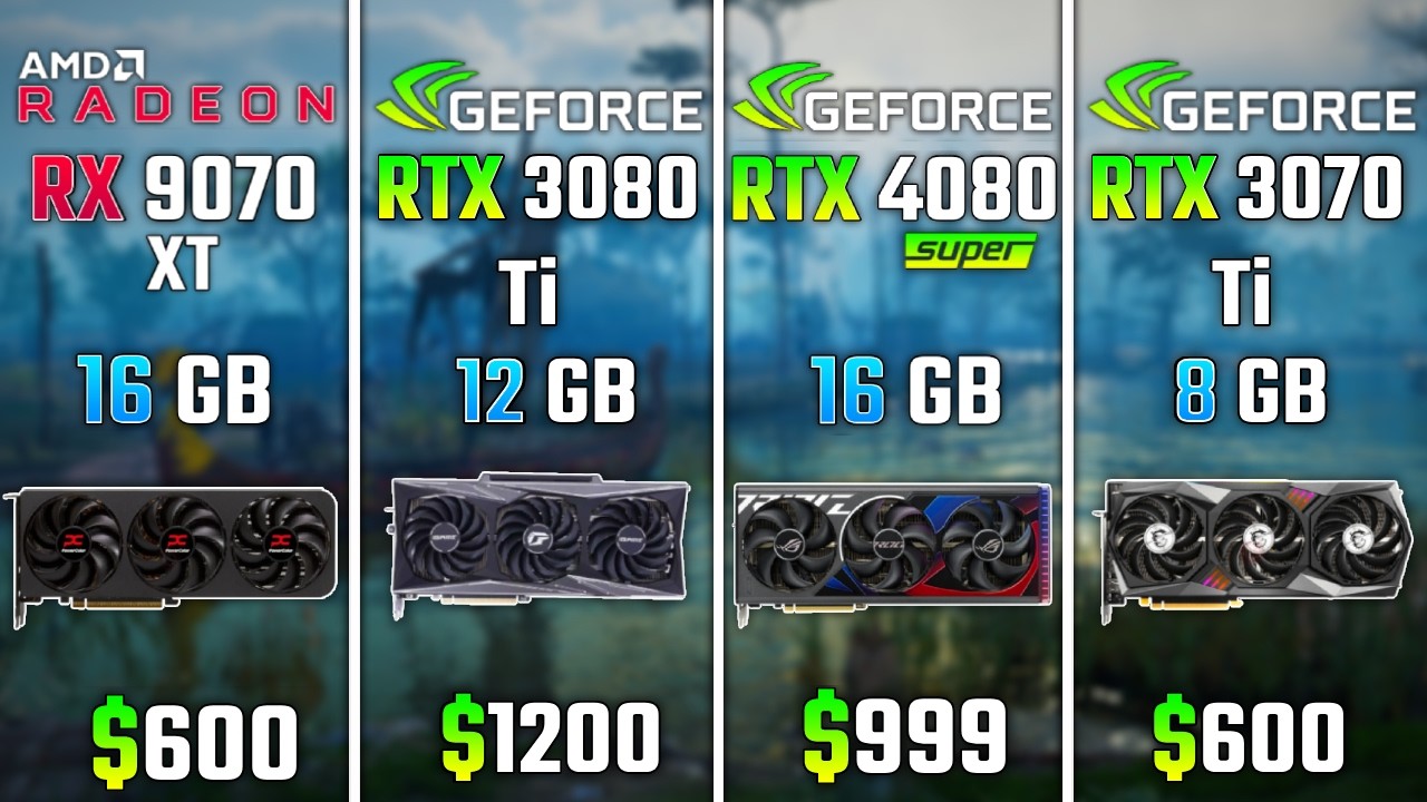 RX 9070 XT vs RTX 3080 Ti vs RTX 4080 SUPER vs RTX 3070 Ti | Test in 6 Games