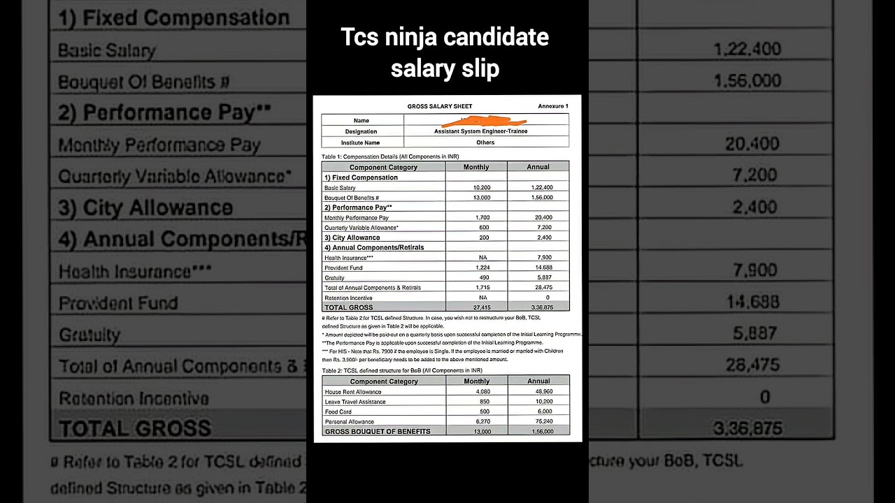 💰 TCS Ninja  Candidate Salary Slip Revealed!   TCS CTC Breakdown 2025#tcs #tcsnqt #result #viral