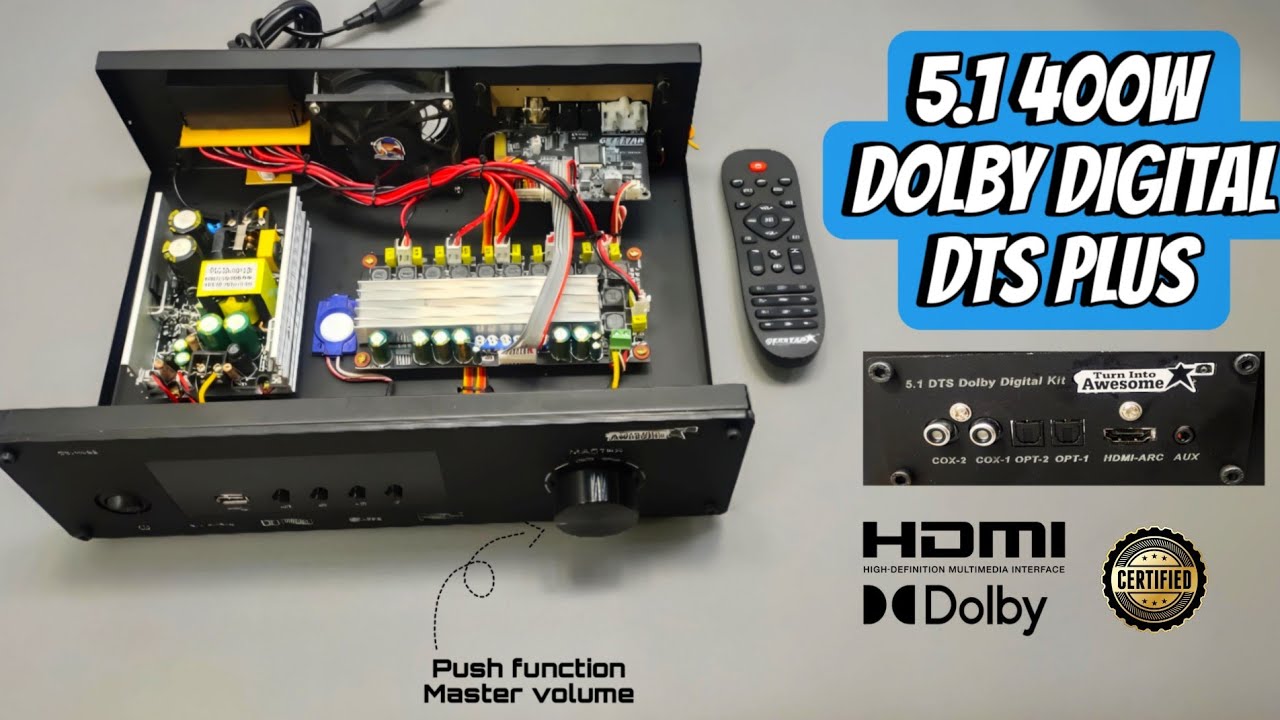 DIY class d 5.1 400W RMS Amplifier Build | Dolby Digital  | 200W Sub | Hdmi Arc | coaxial & optical