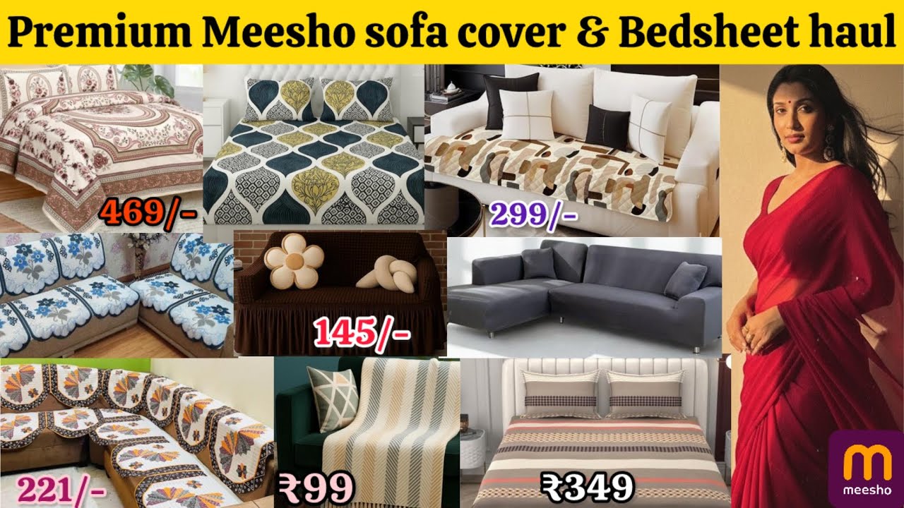 *Huge* Meesho Premium Sofa cover & Bedsheet Haul🧡|| starting ₹99/-🤩 #meesho #meeshohaul 