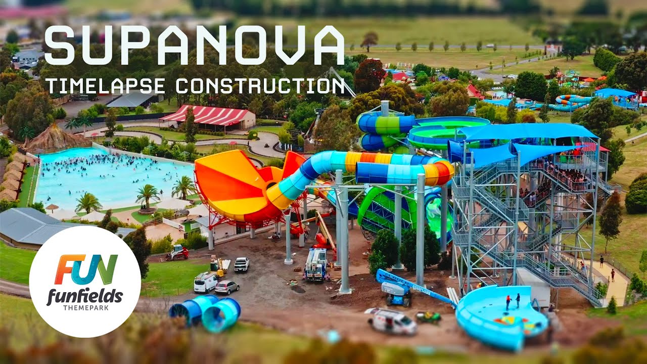 Watch new Gigantic Waterslide Being Built at Funfields Theme Park