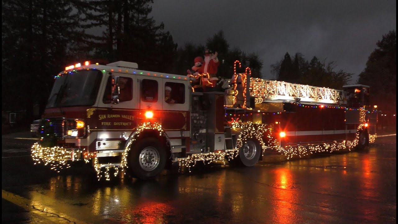 Santa Claus Riding on a Fire Truck in San Ramon, CA