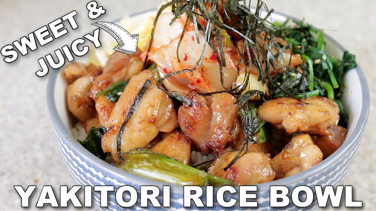 YAKITORI DONBURI rice bowl - how to make simple Japanese food recipe