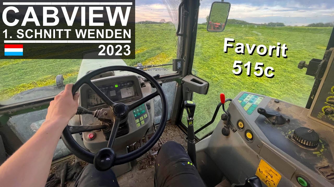 [Cabview] 1. Schnitt wenden | Fendt Favorti 515c | Kuhn GF8501 | Luxemburg 2023