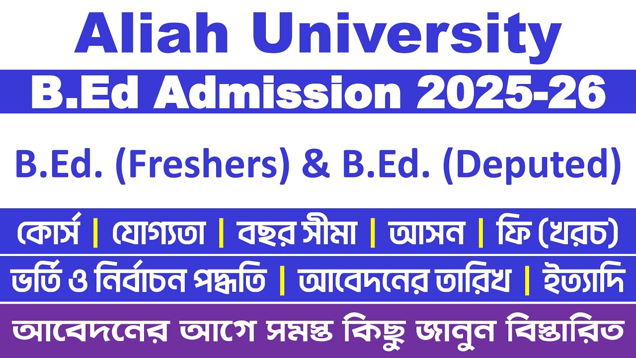 Aliah University B.Ed Admission 2025-2026: Full Information | AUAT B.Ed 2025-2026