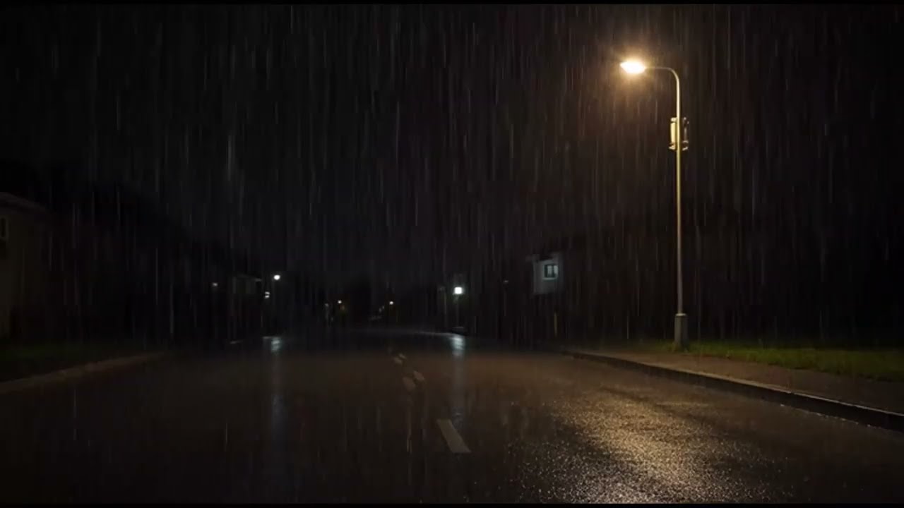 Rain Sounds – Night Rain on a Quiet Residential Road for Deep Sleep | 10 Hours | No Talking