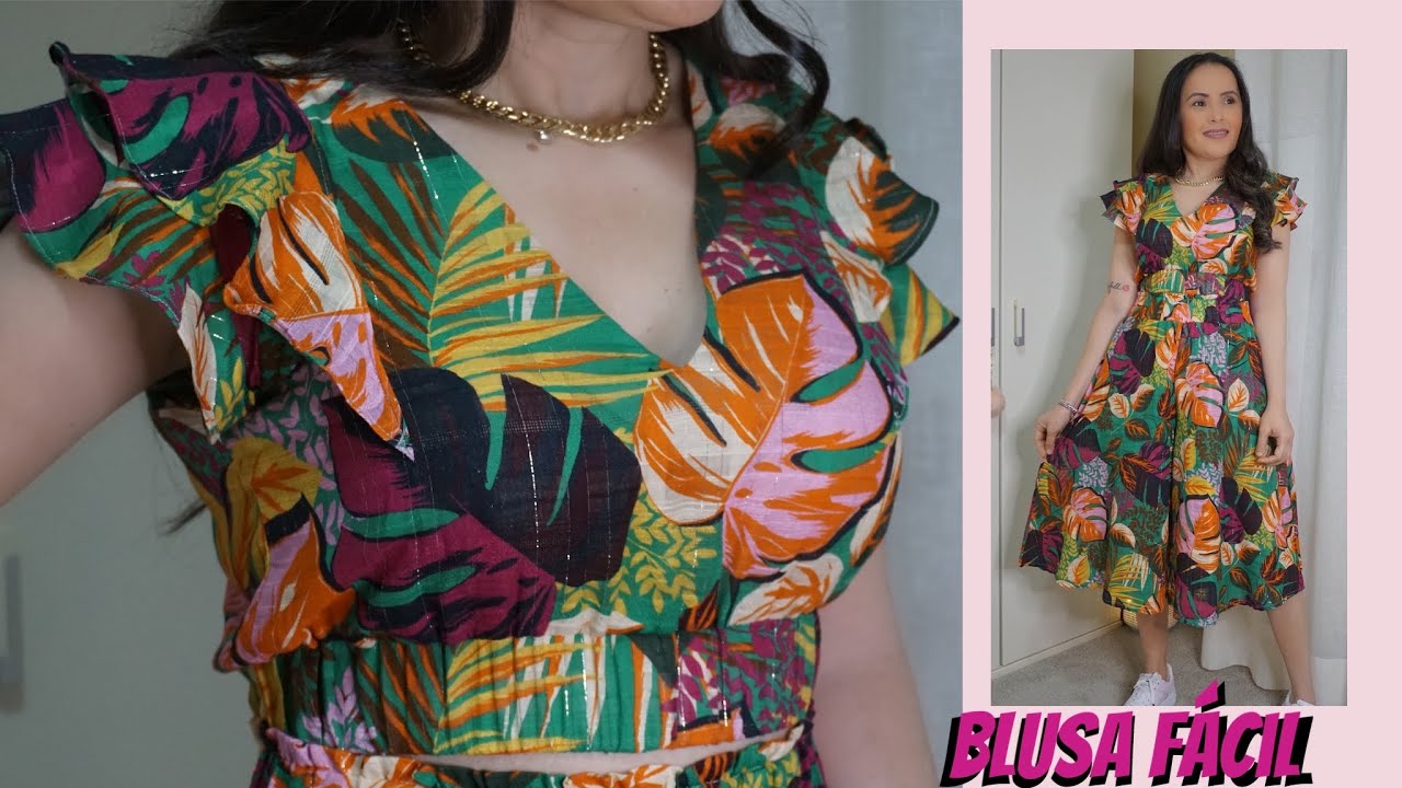 PARTE 2: CORTE E COSTURA BLUSA COM BABADO  DUPLO NA CAVA(SEM MODELAGEM)