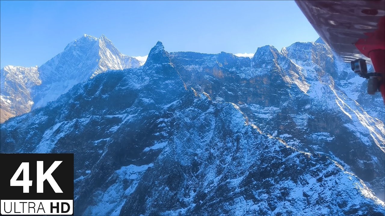 Nepal 4K - ANNAPURNA north face, ultralight flight, cabin view, 562951413