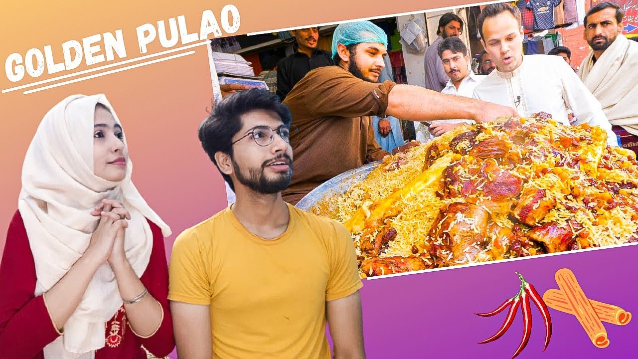 Street Food in Peshawar - GOLDEN PULAO Mountain + Charsi Tikka Kabab + Pakistani Street Food Tour