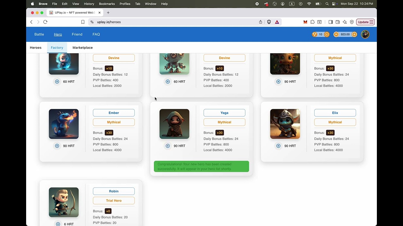 How to Mint an NFT Hero in Crypto War on uplay.io! 🚀