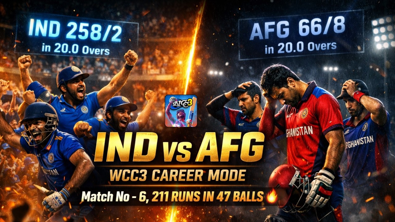WCC3 Career Mode | 211 Runs in 47 Balls 😱 | IND vs AFG | T20 Champion Trophy | Match No - 6