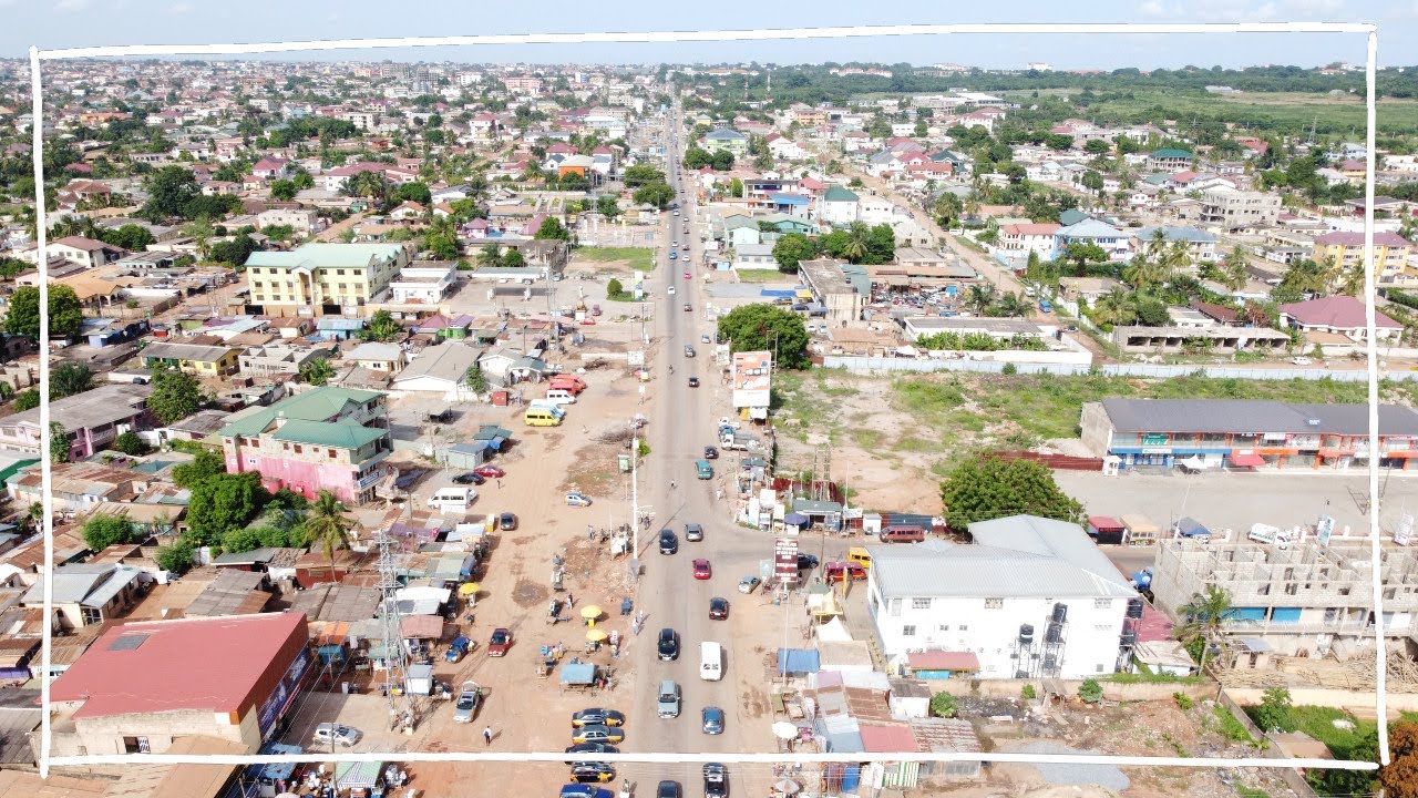 Driving from Haatso to Madina Rawlings Circle in Accra, Ghana. A daily scene