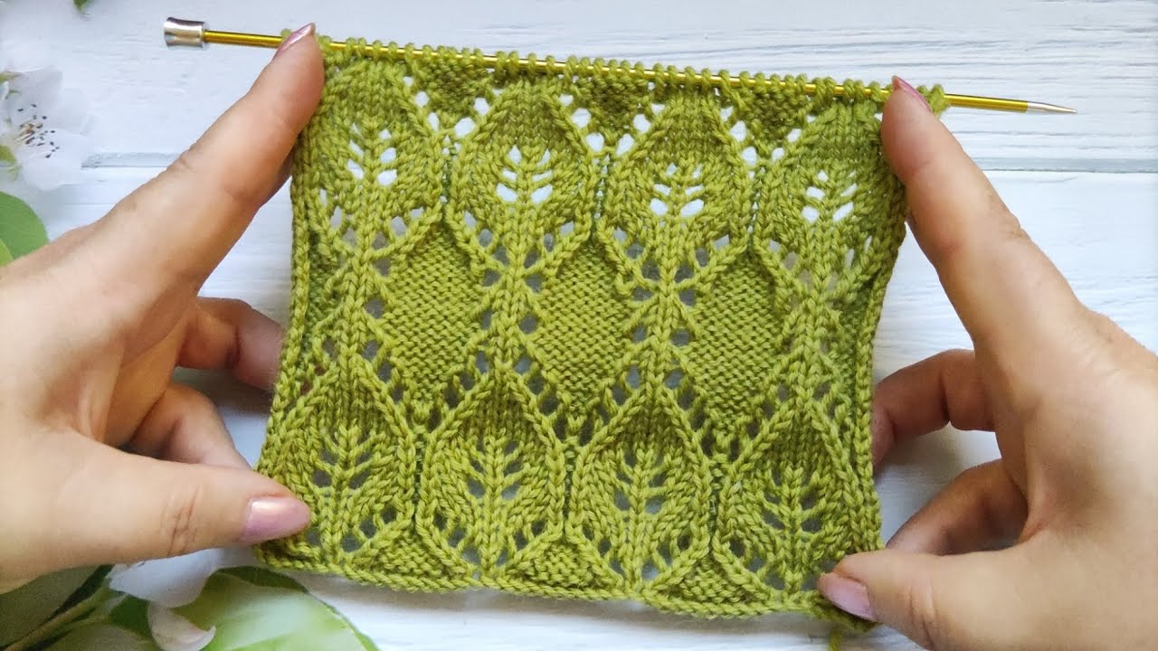 Leaves Stitch Knit Pattern | Blattmuster stricken | Punto Hojas a dos agujas | Punto Foglie ai ferri