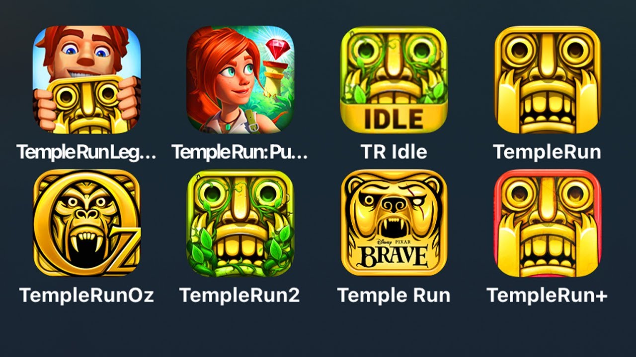 Temple Run: Legends, Puzzle Adventure, Temple Run: Idle Explorers, Disney OZ, Brave, Temple Run 2