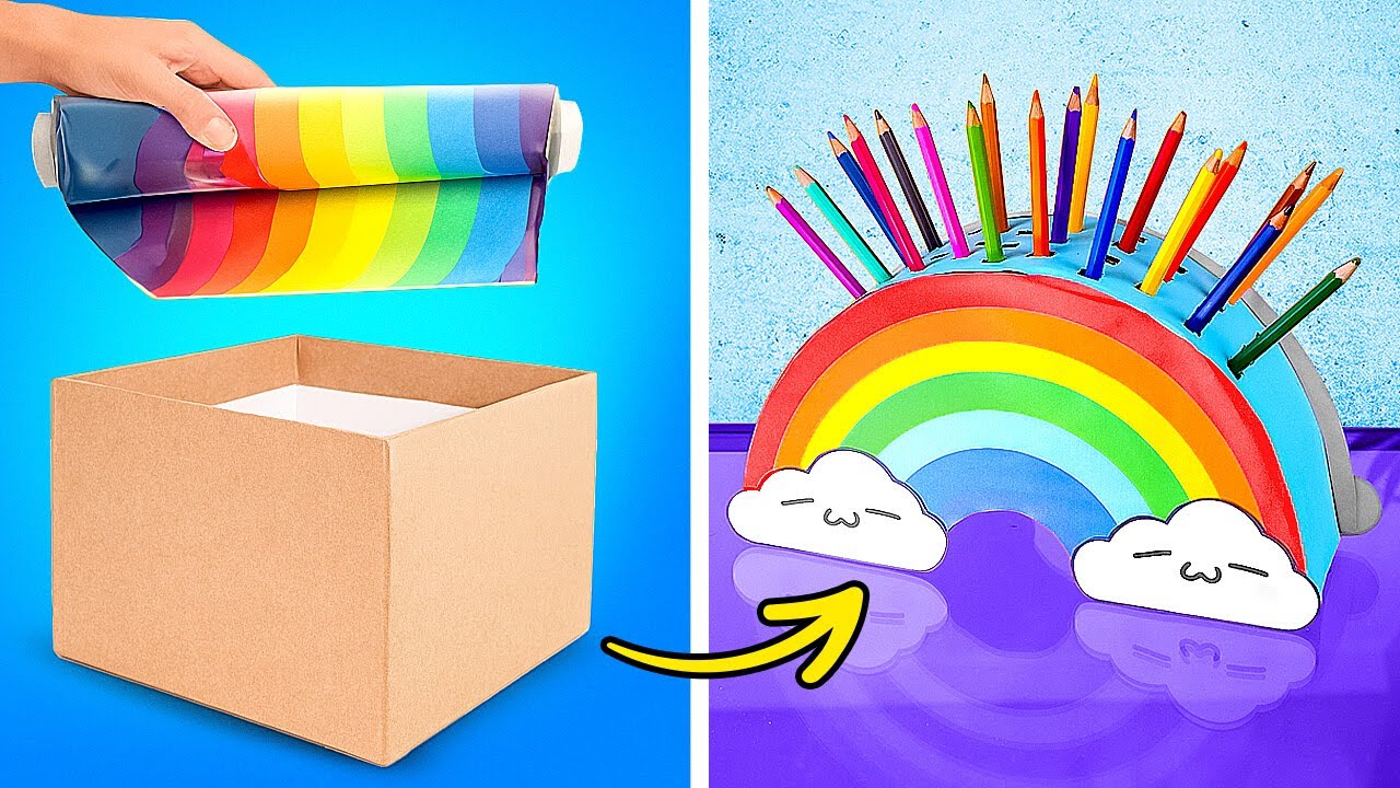 FOURNITURES SCOLAIRES THÉMATIQUES ARC-EN-CIEL 🌈🏫 ASTUCES & BRICOLAGES FACILES