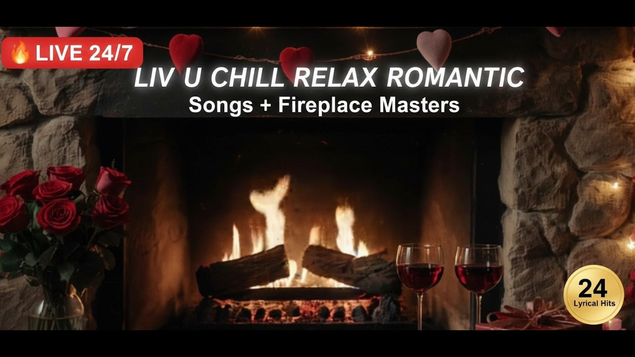 ❤️🔥 LIV U Chill Relax Romantic Songs Live 24/7 | St. Valentine's Day Fireplace