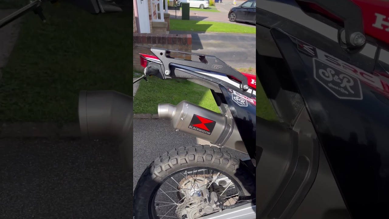 Honda crf 250 rally exhaust swap..Black widow v stock exhaust @onanyshitesunday #hondacrf250rally