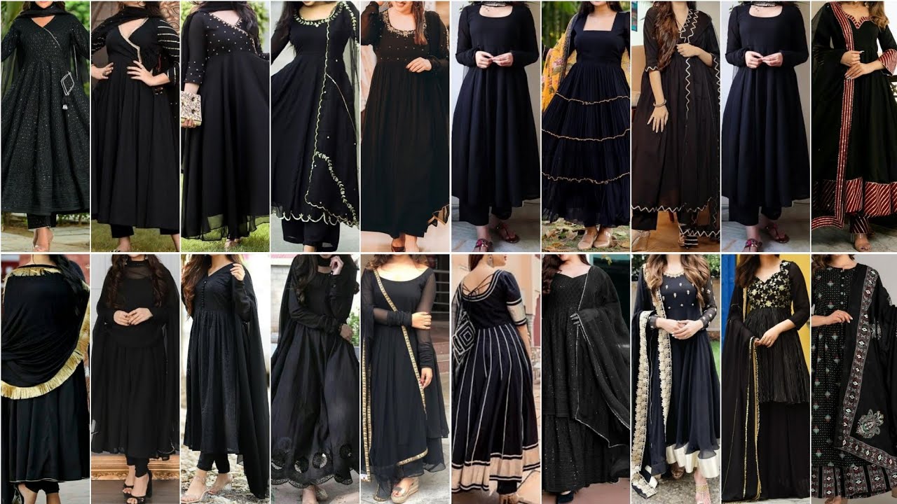 Simple & Stylish Black Anarkali Suit Design Ideas 2023 | Black Colour Anarkali Suit