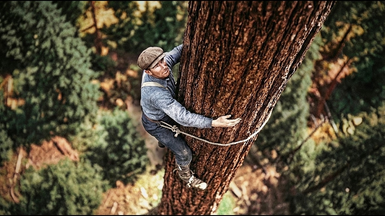 How Loggers Climbed 200-Foot Trees Before Safety Harnesses were Invented