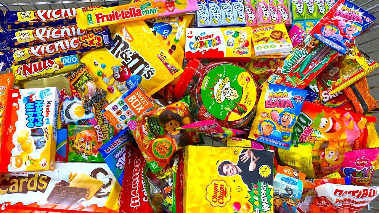 Конфеты и Сладости 🍟 Мега Шоппинг! Chupa Chups A4,Kinder, Picnic,Mamba,M&M's.Shopping a lot of candy
