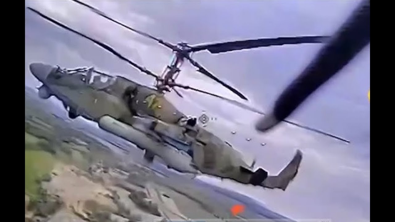 Ukrainian FPV drone shoot down a Russian Ka-52 Helicopter in the Kursk region.