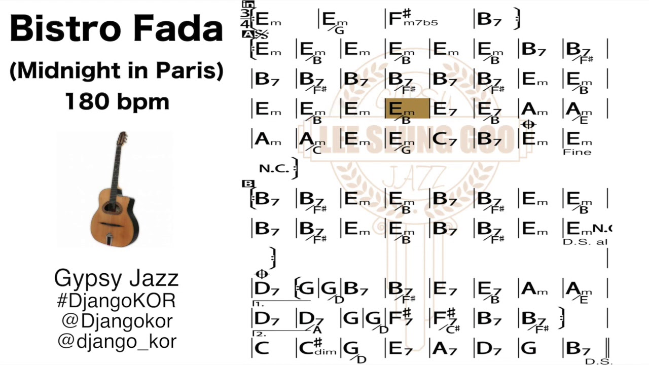 Bistro Fada Backing (Midnight in Paris 180bpm) | Gypsy Jazz Play along