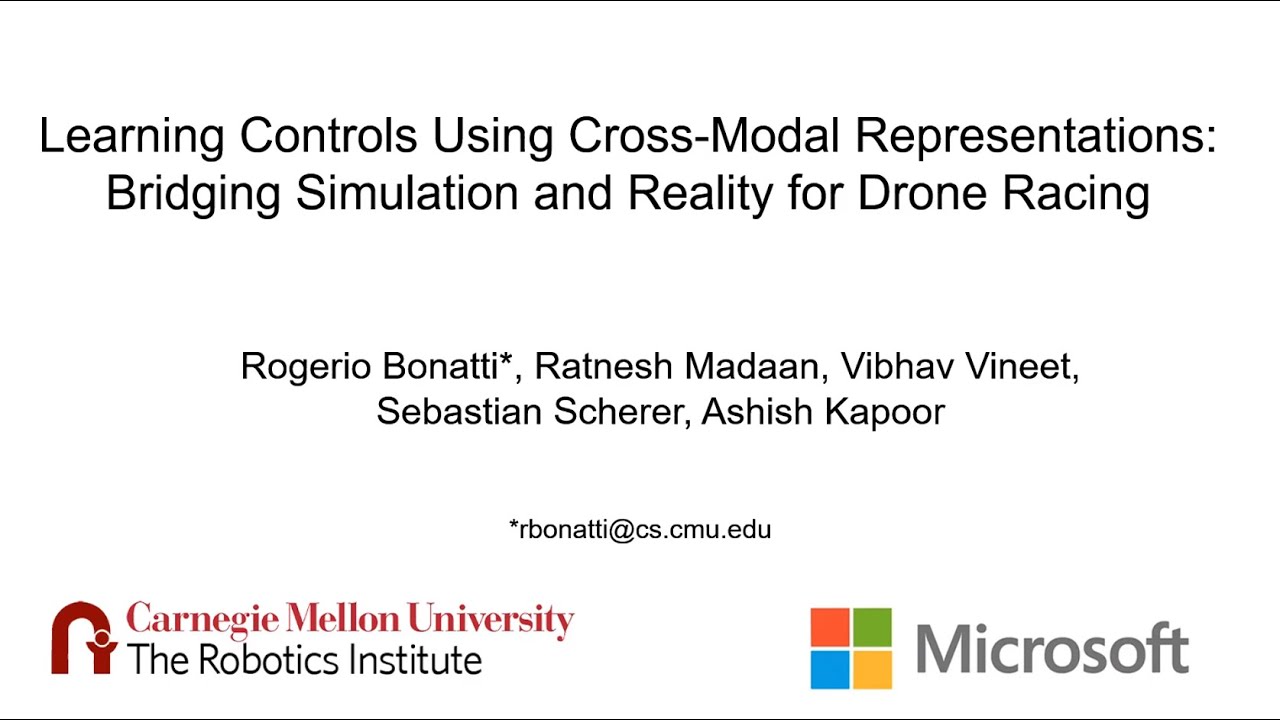 Learning Control Using Cross-Modal Representations: Bridging Simulation and Reality for Drone Racing