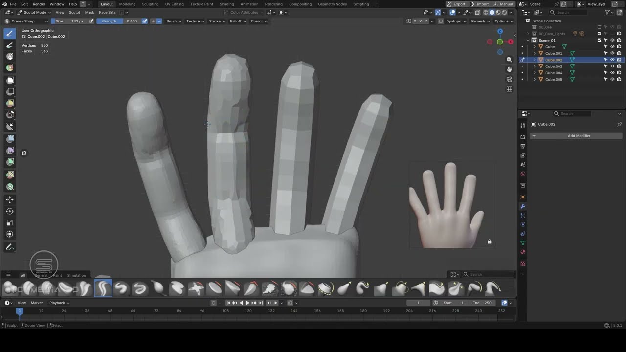 Blender 3D Hand Sculpting – Step-by-Step Tutorial