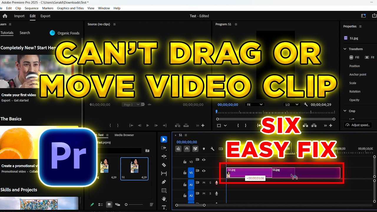 Can't Drag or move Video Clip into Timeline in Premiere Pro | Easy Fix #premierepro