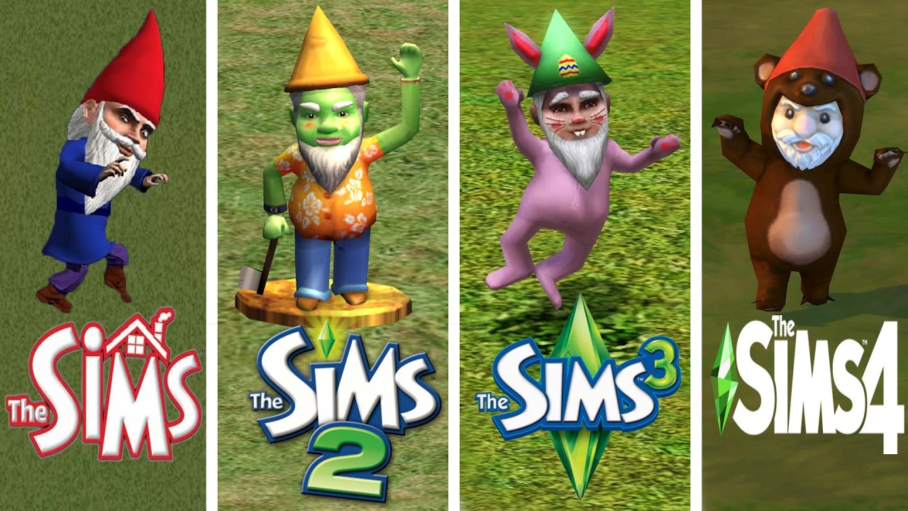 Gnomes : Sims 1 vs Sims 2 vs Sims 3 vs Sims 4