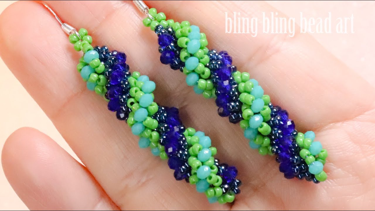 آموزش مدل ۲ پیچ منجوقی شیک و زیبا برای ست کامل Beade earring   beautiful design for a set