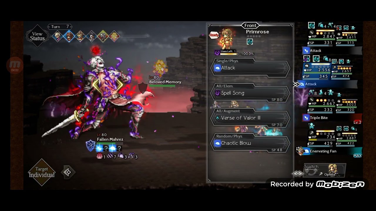 Octopath Traveler COTC Global / VS Fallen Mahrez lv80 (Main Story Bestower of All Chapter 1)