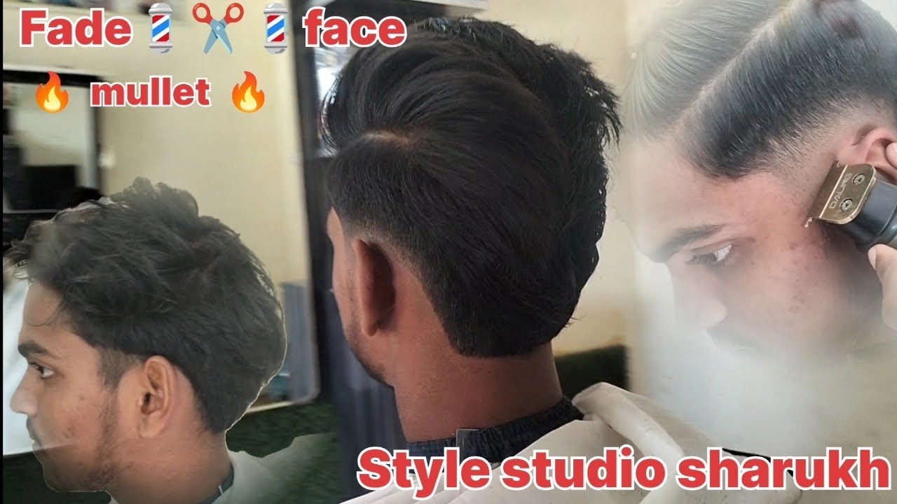Fade🔥 face || mullet cuting || full video my channel || Style studio sharukh 💈