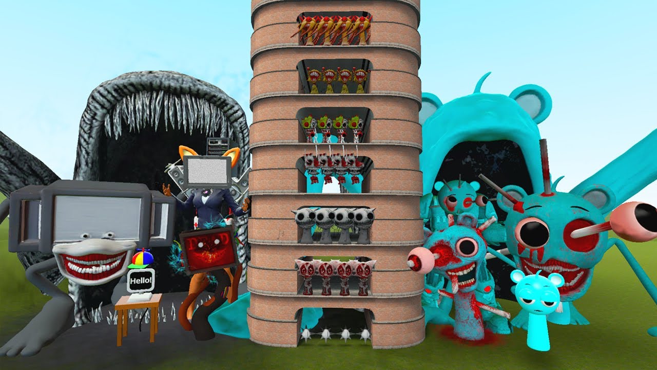 TALLGRASS LITTLE TO BIG ALL MR COMPUTER SPRUNKI VS ALL SKY BLUE SKY SPRUNKI ФАЗА 1 - 10 в GMod!