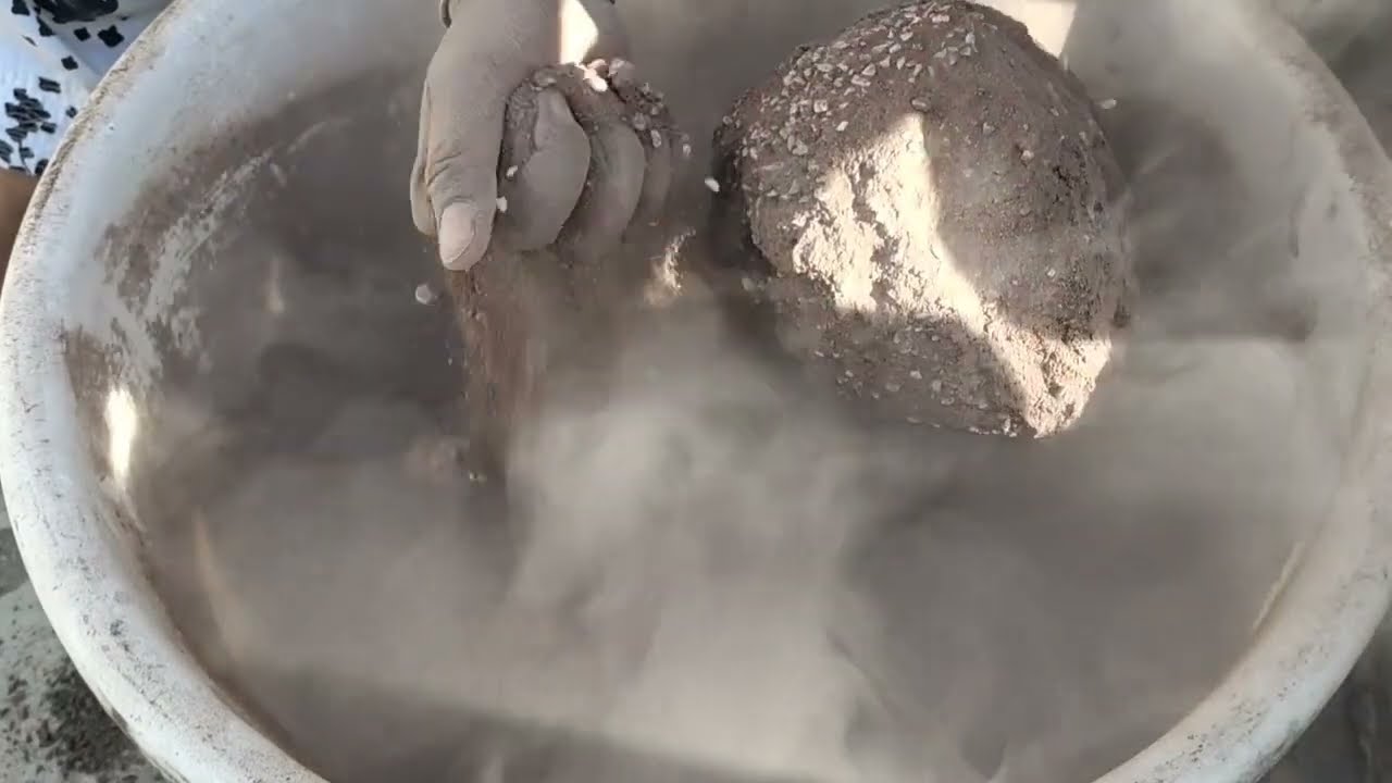 Asmr| soft dusty red dirt with white concrete crumbling dry| water 💦