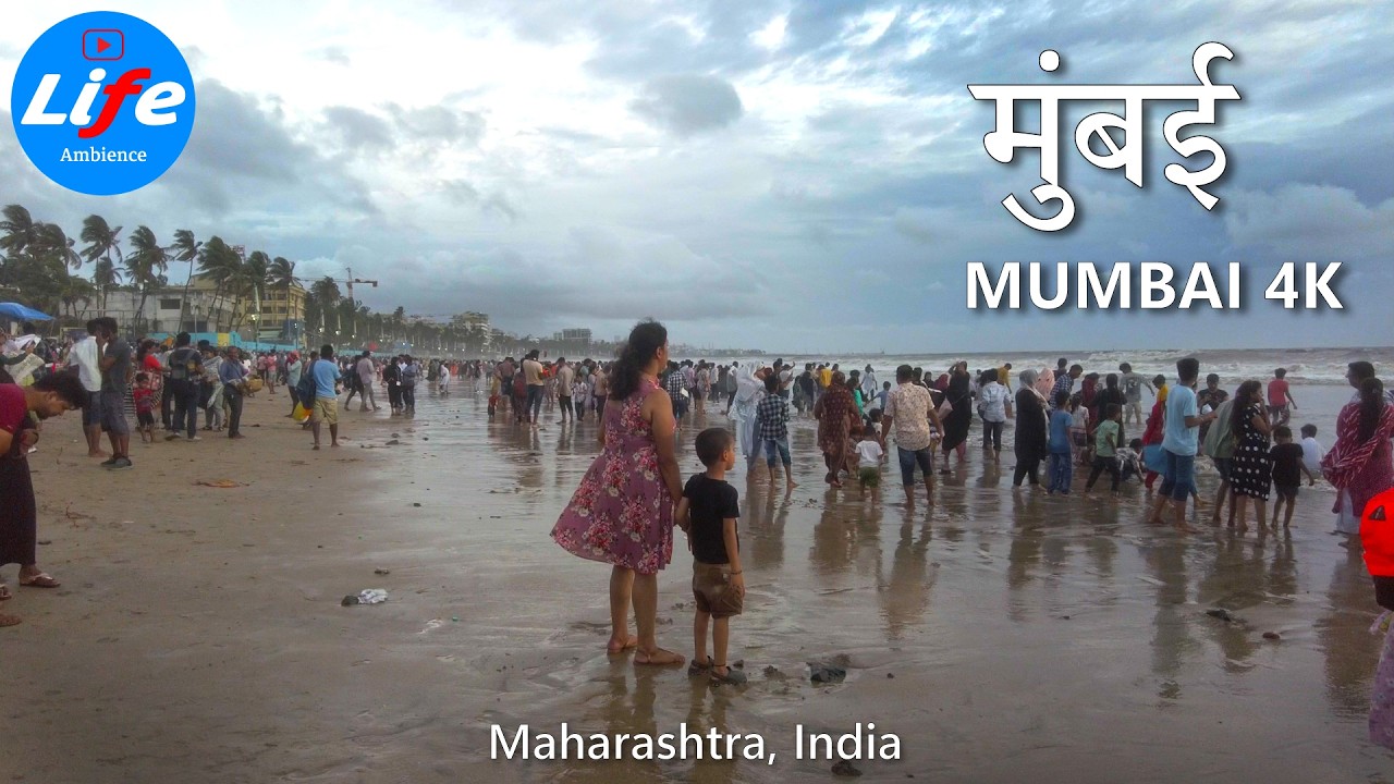 Mumbai Juhu Beach Walk, India's Most Crowded Beach 4K HDR