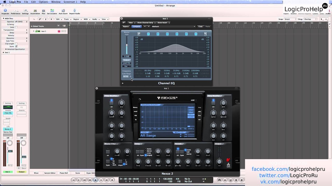 Logic Pro 9 Канальный эквалайзер Channel EQ [Logic Pro Help]