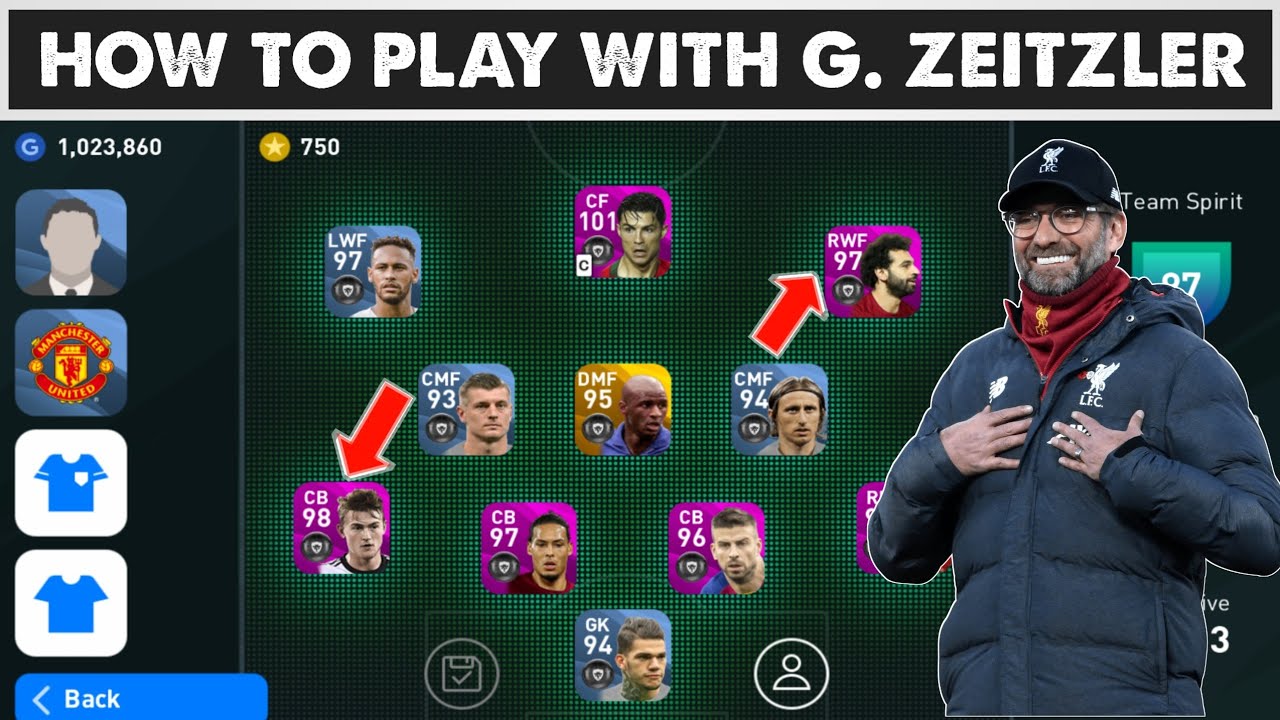 HOW TO PLAY WITH G.ZEITZLER (JURGEN KLOPP) IN EFOOTBALL PES 2020 MOBILE | MANAGER TACTICS EXPLAINED|