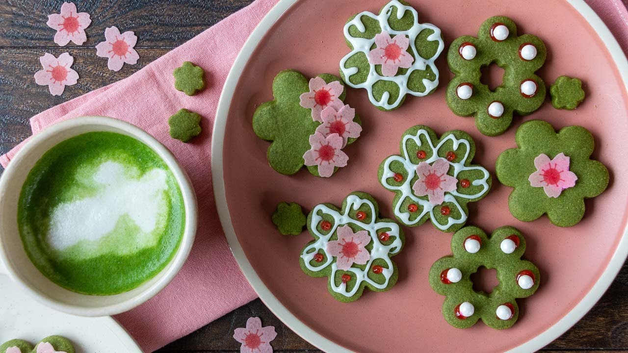How to Make Sakura (Cherry Blossom) Shortbread Matcha Cookies