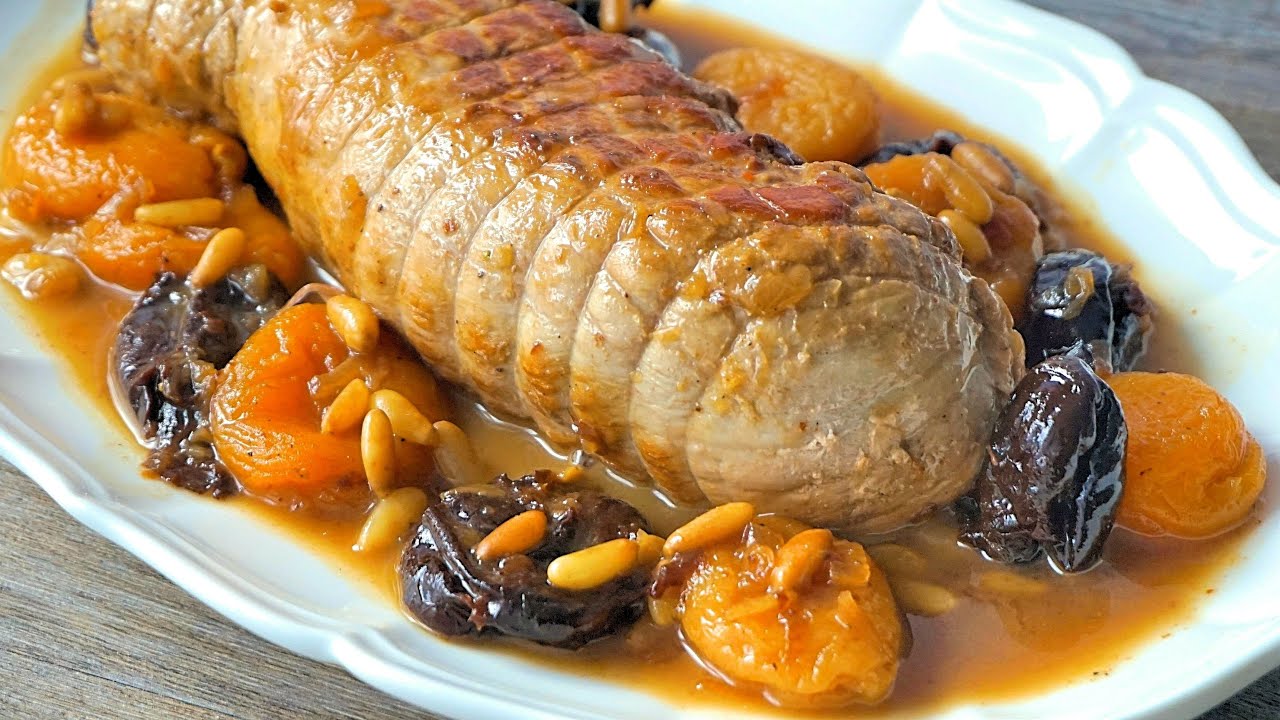 Solomillo de cerdo en salsa con ciruelas y orejones. Receta f&aacute;cil y r&aacute;pida.