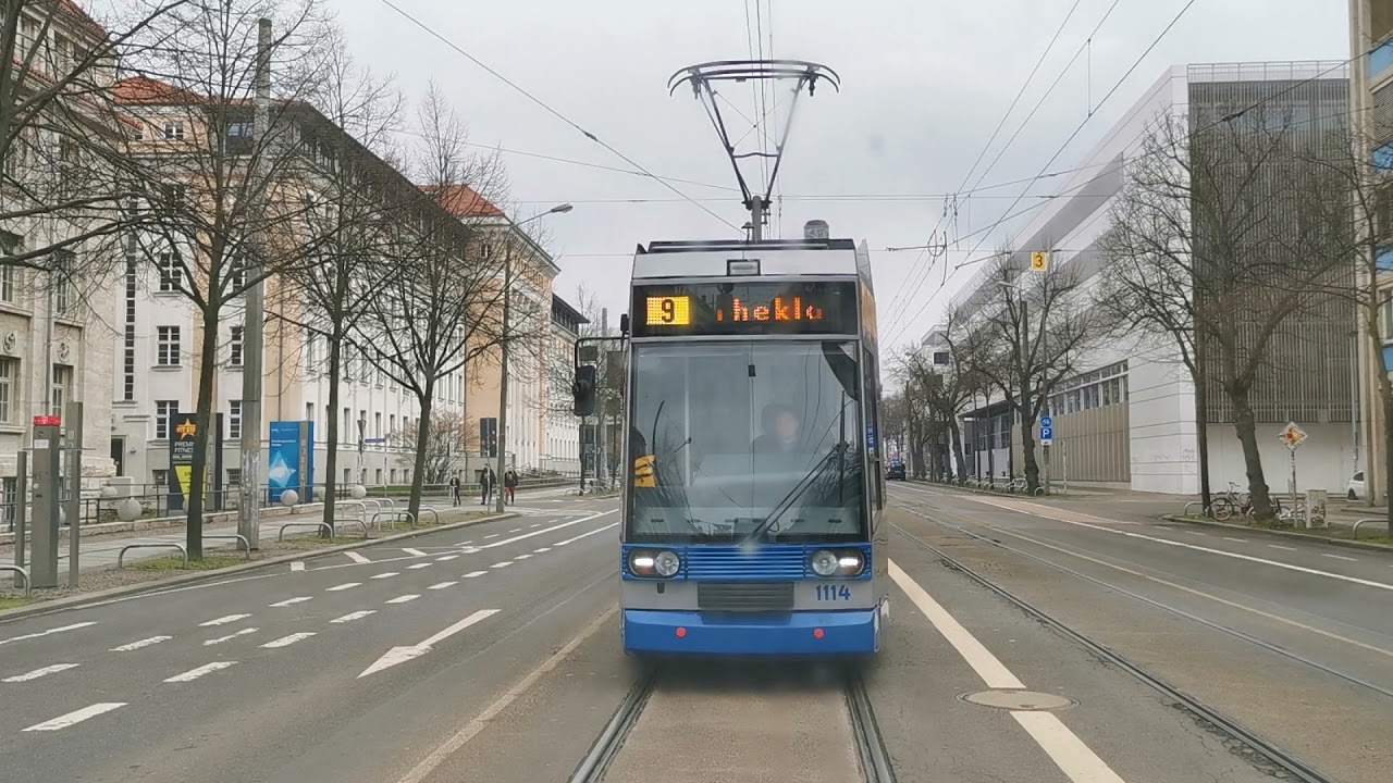 Straßenbahn mitfahrt Leipzig Linie 10 von Lößnig bis zur Wiederitzscher Straße