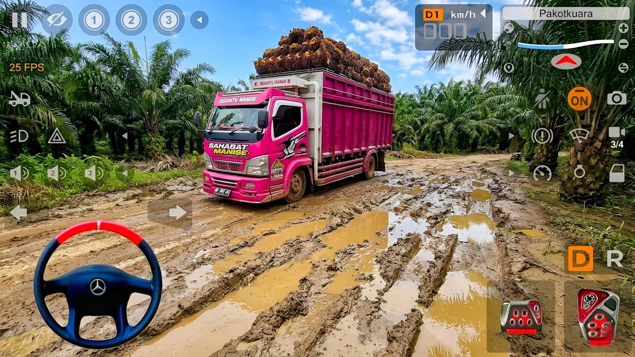 Truk Oleng Canter Pink Mengangkut Sawit Dari Perkebunan l Mod Bus Simulator Indonesia